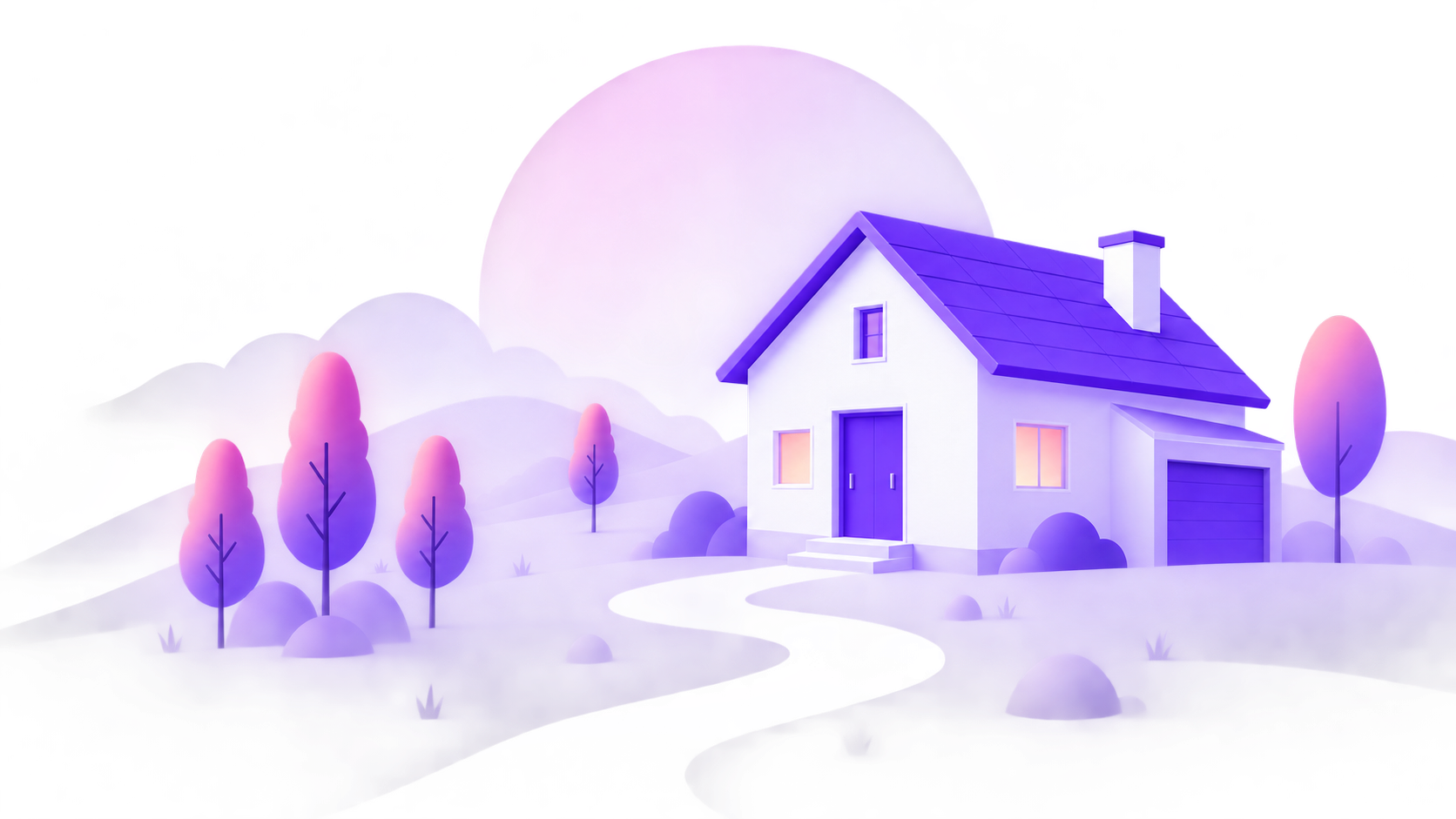 Illustration of a first home at the end of a winding path